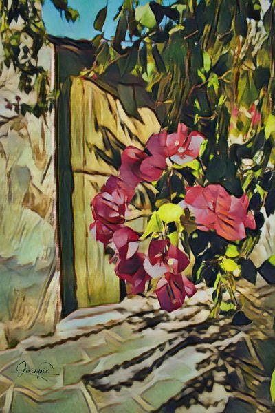 Greek Street Scene Artistically Rendered