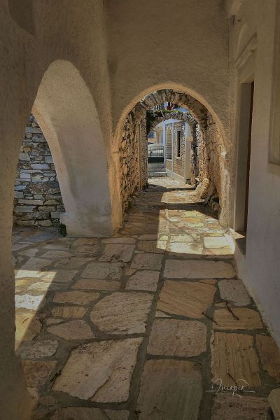 Cycladic architecture in the village of Apiranthos on the Greek island of Naxos
