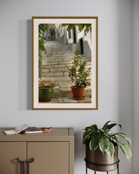 Iconic marble stairway in the village of Apiranthos on the Greek island of Naxos