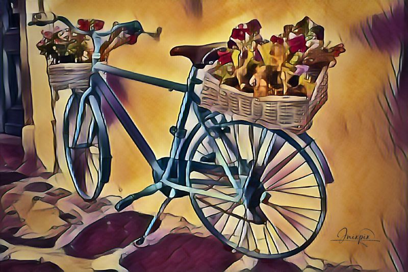 Greece Funky Bicycle Artistically Rendered