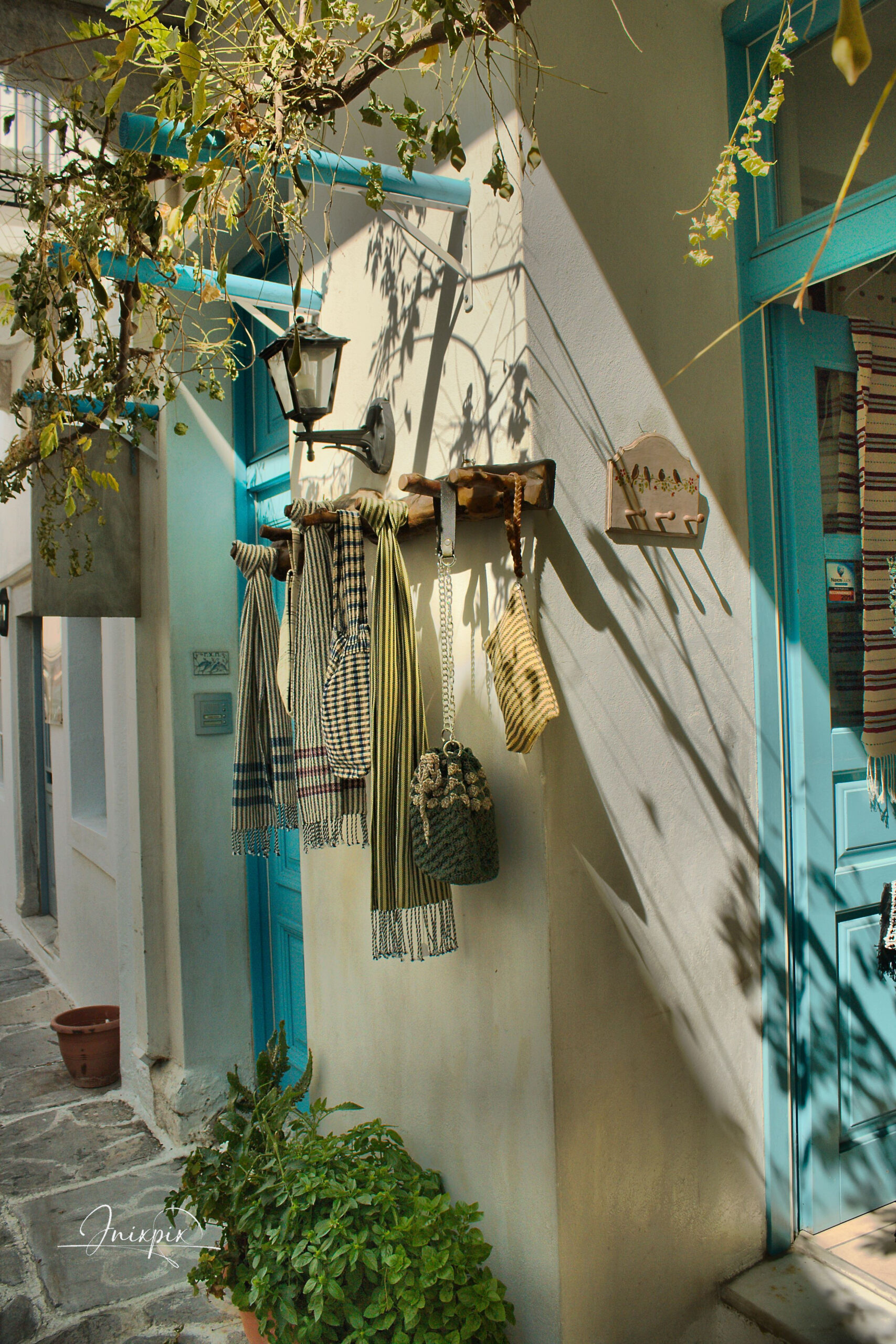 Greek alleyway on the Island Naxos in the village of Halki